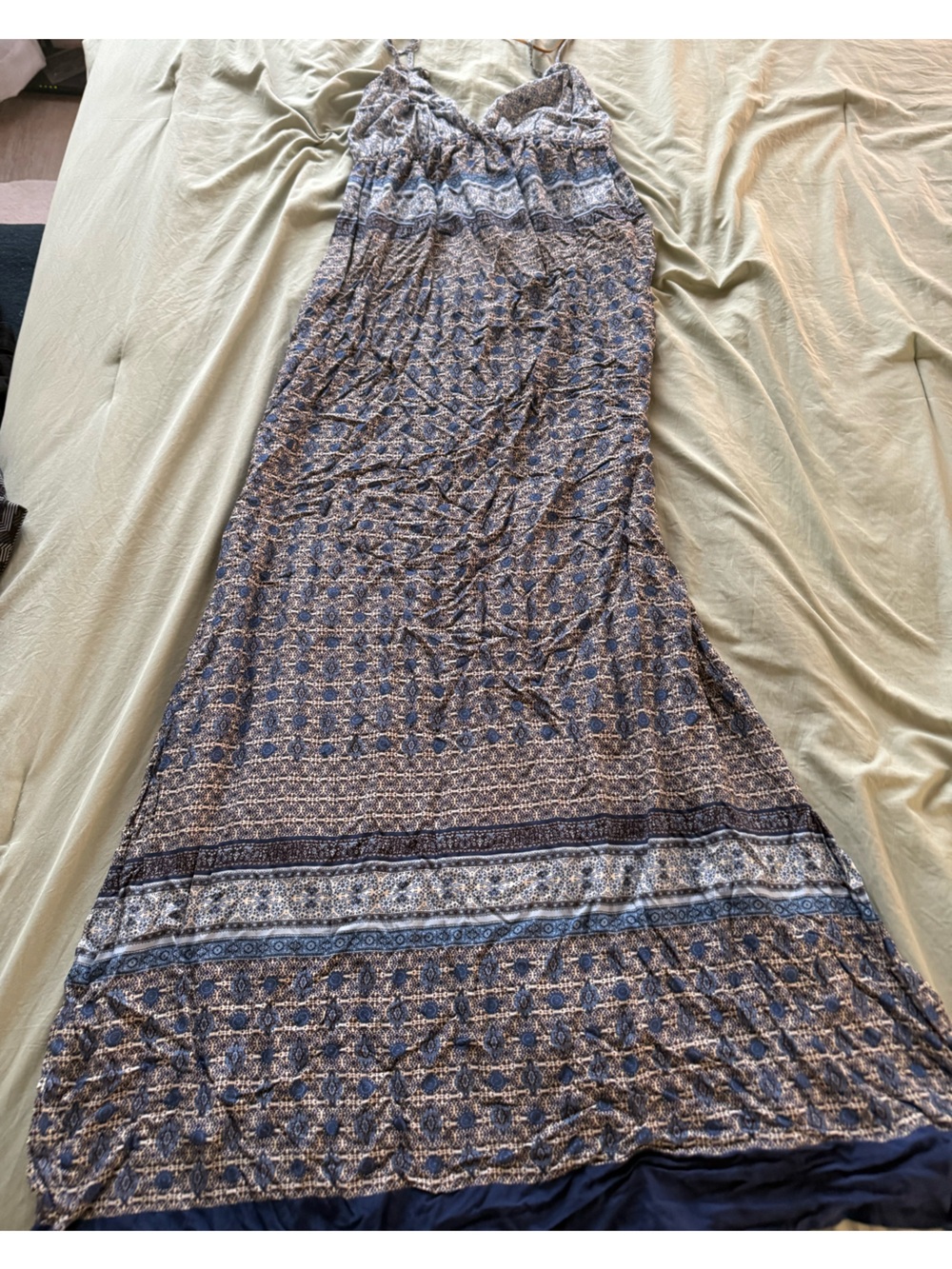 Zara Navy and Brown Patterned Maxi Dress